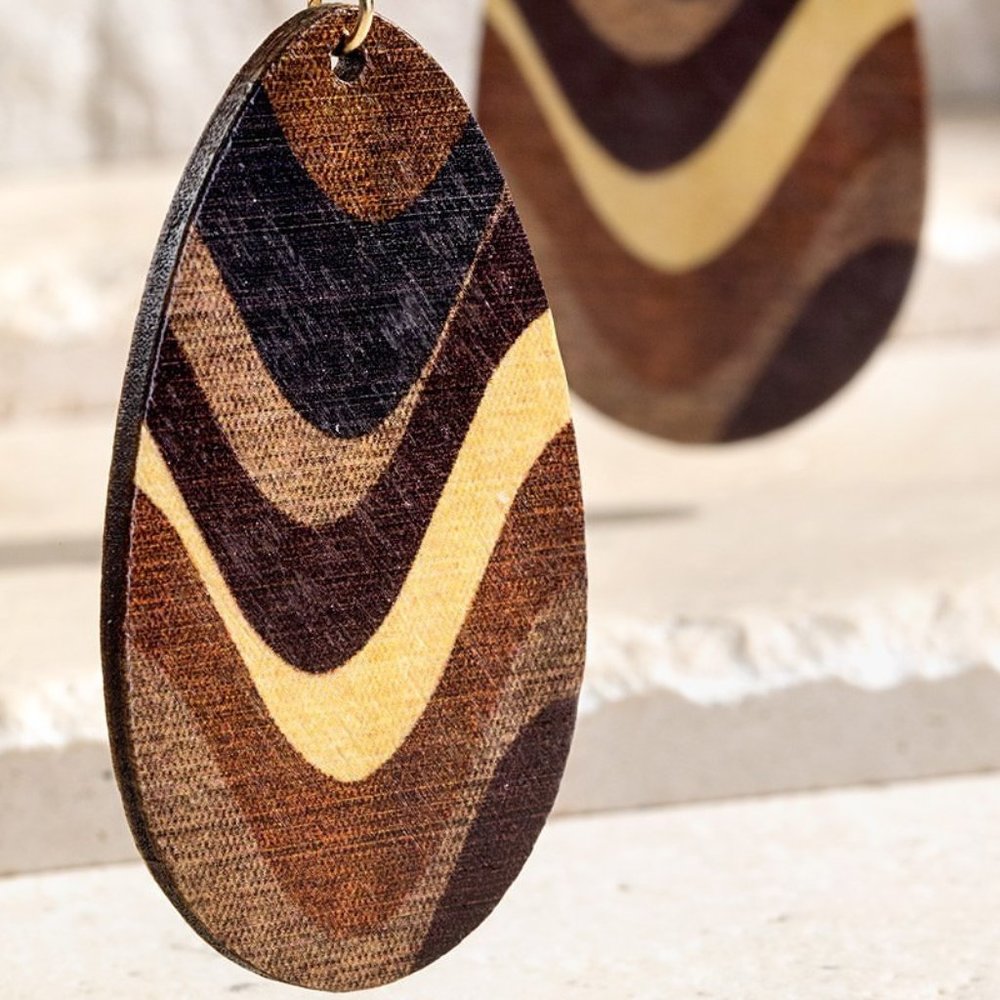 Brown wood earrings
